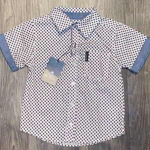 Bob Sherman Boys Diamond Pattern Button Down Shirt Top Size 2T